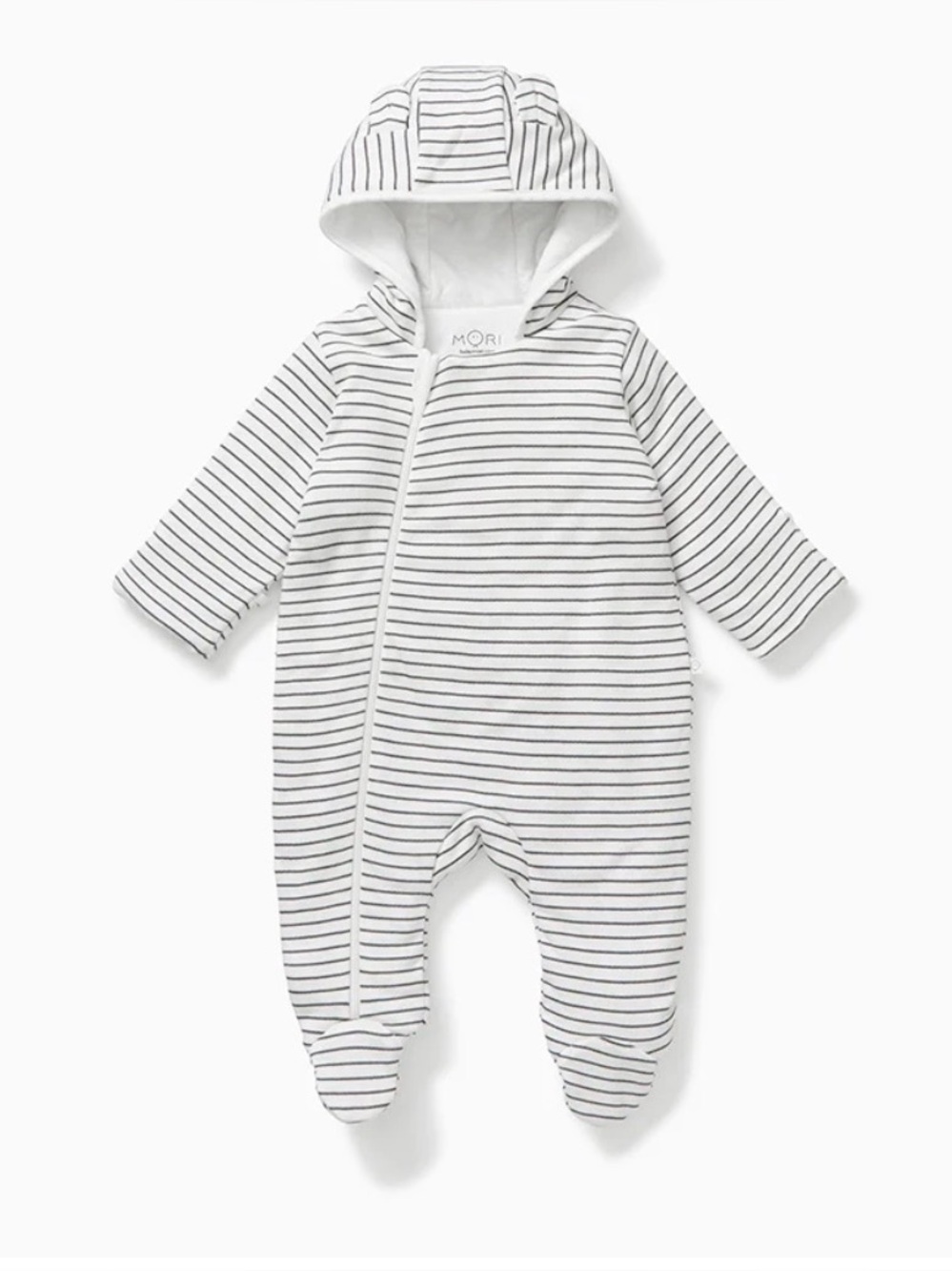 MORI Striped Hooded Baby One-Piece Pramsuit